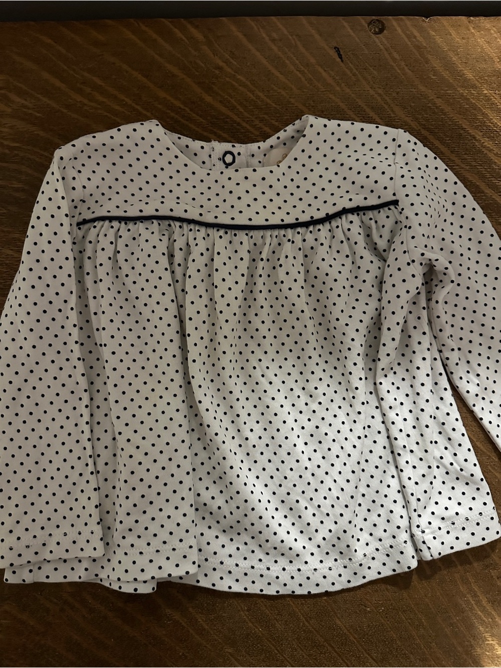 The Beaufort Bonnet Company White Blouse with Navy Polka Dots